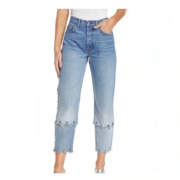 GRLFRND Helena High Rise Cropped Hardware Jeans NEW Size 29 - Picture 2 of 7